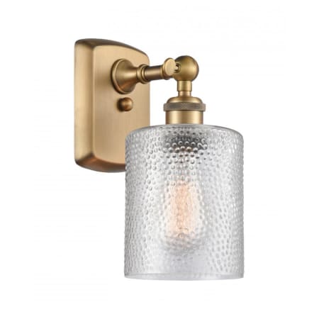 A large image of the Innovations Lighting 516-1W Cobbleskill Brushed Brass / Clear