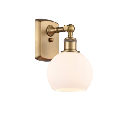 A large image of the Innovations Lighting 516-1W-9-6 Athens Sconce Brushed Brass / Matte White