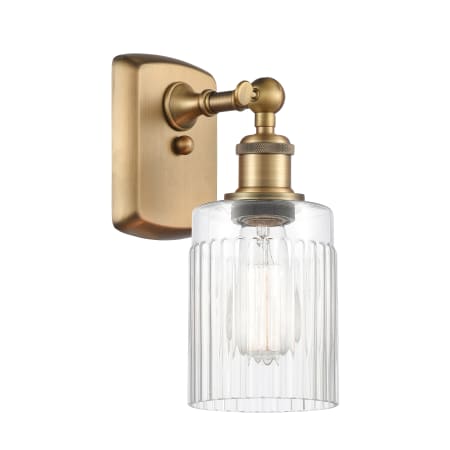 A large image of the Innovations Lighting 516-1W Hadley Brushed Brass / Clear