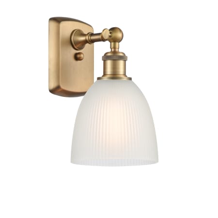 A large image of the Innovations Lighting 516-1W Castile Brushed Brass / White