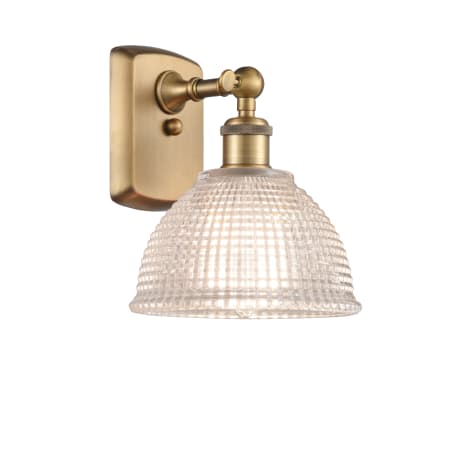 A large image of the Innovations Lighting 516-1W Arietta Brushed Brass / Clear