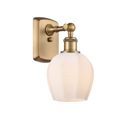 A large image of the Innovations Lighting 516-1W-10-6 Norfolk Sconce Brushed Brass / Matte White