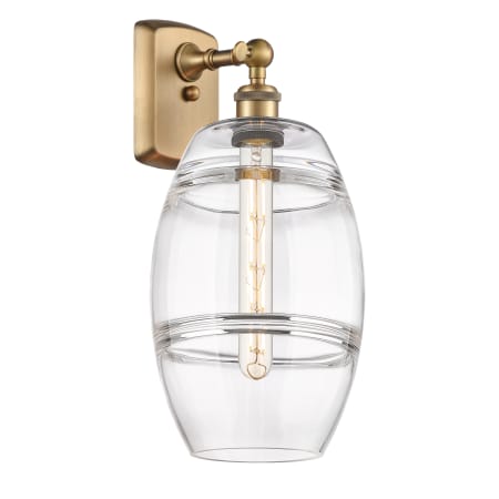 A large image of the Innovations Lighting 516-1W-11-8 Vaz Sconce Brushed Brass / Clear