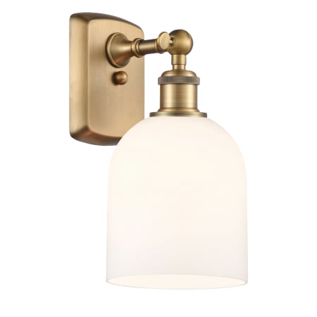 A large image of the Innovations Lighting 516-1W-11-6 Bella Sconce Brushed Brass / Glossy White