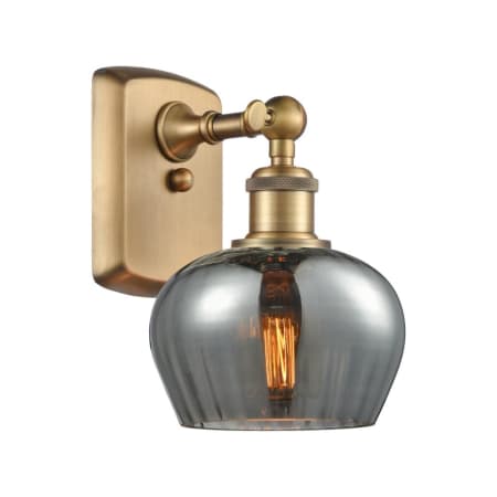 A large image of the Innovations Lighting 516-1W Fenton Brushed Brass / Plated Smoke