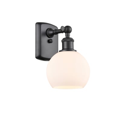 A large image of the Innovations Lighting 516-1W-9-6 Athens Sconce Matte Black / Matte White