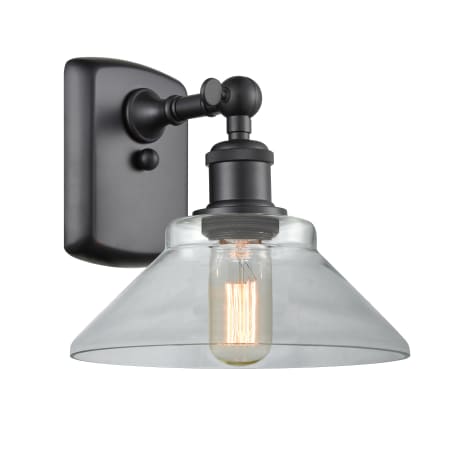 A large image of the Innovations Lighting 516-1W Orwell Matte Black / Clear