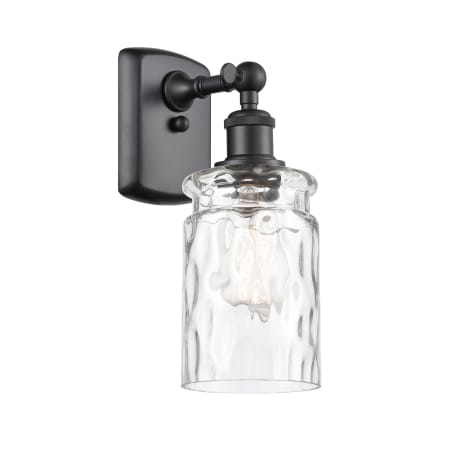 A large image of the Innovations Lighting 516-1W Candor Matte Black / Clear Waterglass