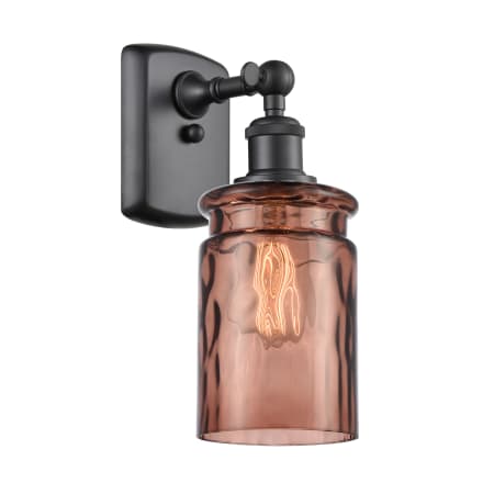 A large image of the Innovations Lighting 516-1W Candor Matte Black / Toffee Waterglass