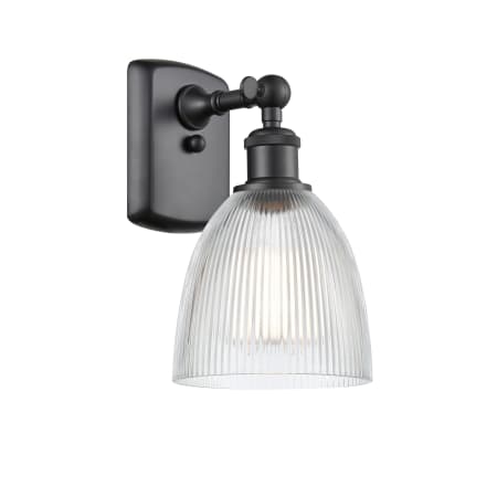 A large image of the Innovations Lighting 516-1W Castile Matte Black / Clear