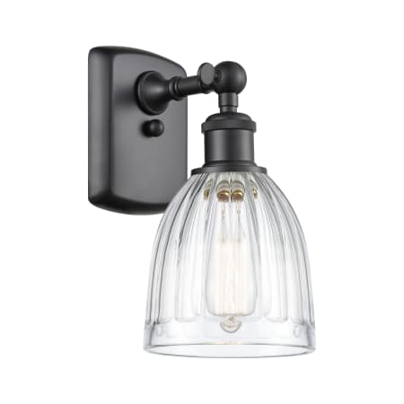 A large image of the Innovations Lighting 516-1W Brookfield Matte Black / Clear