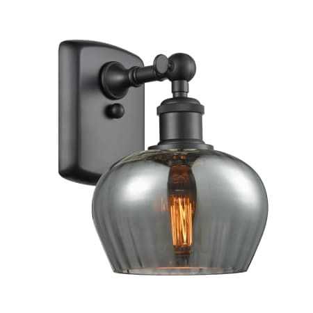 A large image of the Innovations Lighting 516-1W Fenton Matte Black / Plated Smoked