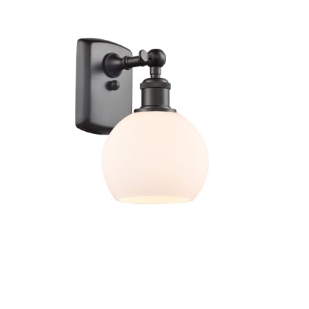 A large image of the Innovations Lighting 516-1W-9-6 Athens Sconce Oil Rubbed Bronze / Matte White