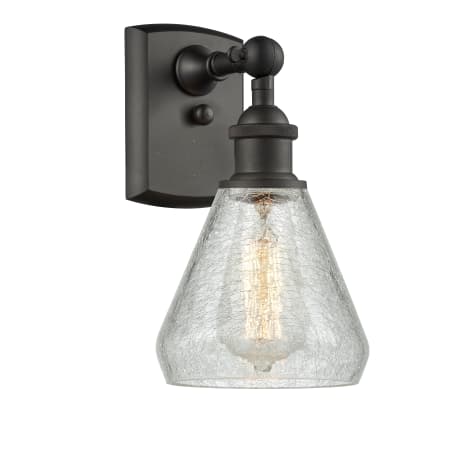 A large image of the Innovations Lighting 516-1W Conesus Oil Rubbed Bronze / Clear Crackle