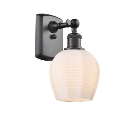 A large image of the Innovations Lighting 516-1W-10-6 Norfolk Sconce Oil Rubbed Bronze / Matte White