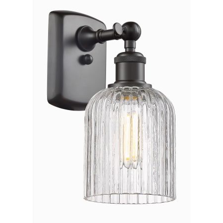 A large image of the Innovations Lighting 516-1W-10-5 Bridal Veil Sconce Oil Rubbed Bronze / Clear