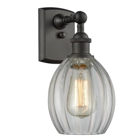A large image of the Innovations Lighting 516-1W Eaton Oiled Rubbed Bronze / Clear Fluted