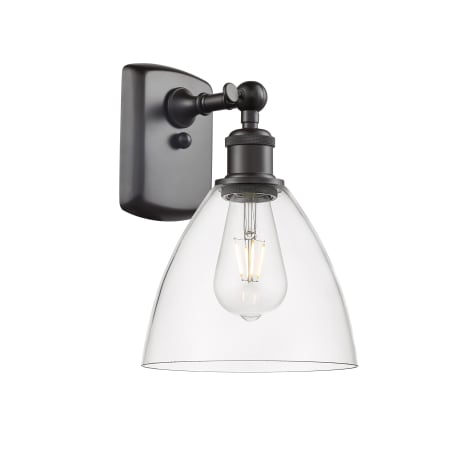 A large image of the Innovations Lighting 516-1W-11-8 Bristol Sconce Oil Rubbed Bronze / Clear