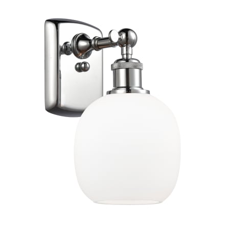 A large image of the Innovations Lighting 516-1W Belfast Polished Chrome / Matte White