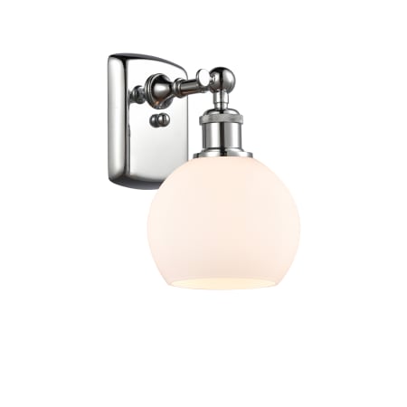 A large image of the Innovations Lighting 516-1W-9-6 Athens Sconce Polished Chrome / Matte White