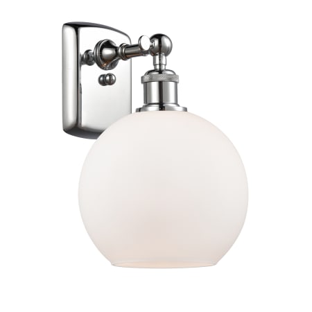 A large image of the Innovations Lighting 516-1W-13-8 Athens Sconce Polished Chrome / Matte White