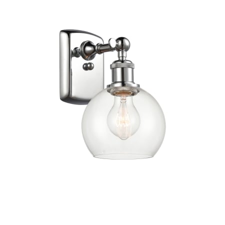 A large image of the Innovations Lighting 516-1W-9-6 Athens Sconce Polished Chrome / Clear