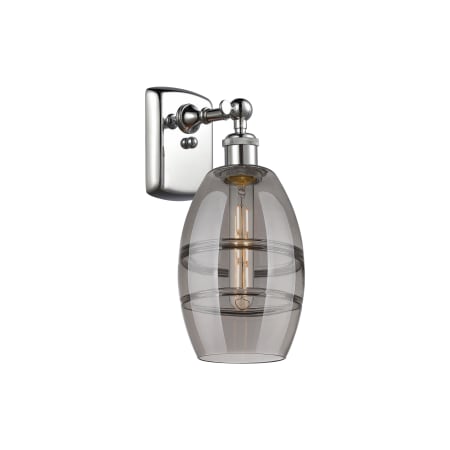 A large image of the Innovations Lighting 516-1W-10-6 Vaz Sconce Polished Chrome / Light Smoke