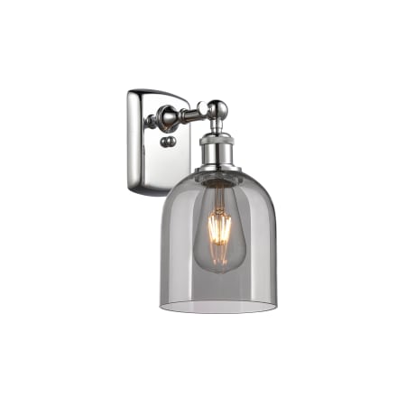 A large image of the Innovations Lighting 516-1W-11-6 Bella Sconce Polished Chrome / Light Smoke