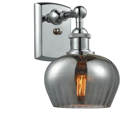 A large image of the Innovations Lighting 516-1W Fenton Polished Chrome / Smoked Fluted