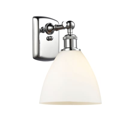 A large image of the Innovations Lighting 516-1W-11-8 Bristol Sconce Polished Chrome / Matte White