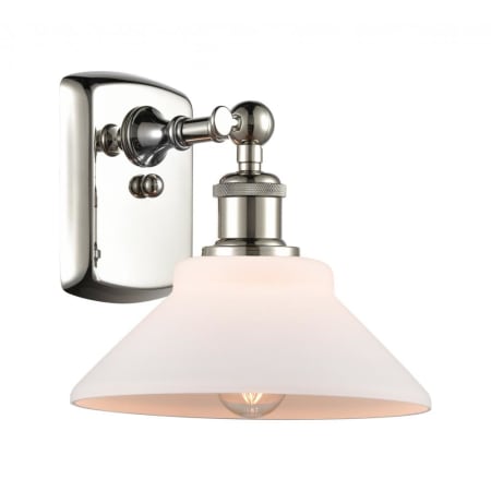 A large image of the Innovations Lighting 516-1W Orwell Polished Nickel / Matte White
