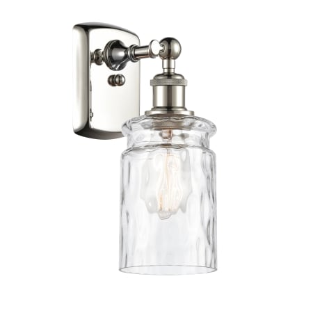 A large image of the Innovations Lighting 516-1W Candor Polished Nickel / Clear Waterglass