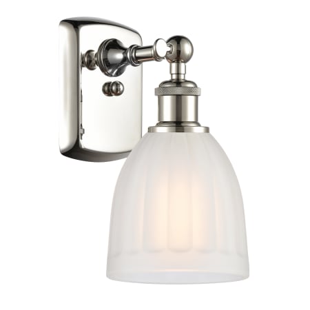 A large image of the Innovations Lighting 516-1W Brookfield Polished Nickel / White