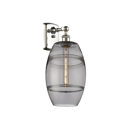 A large image of the Innovations Lighting 516-1W-11-8 Vaz Sconce Polished Nickel / Light Smoke