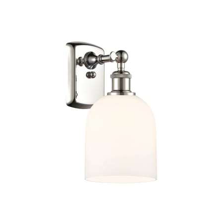 A large image of the Innovations Lighting 516-1W-11-6 Bella Sconce Polished Nickel / Glossy White