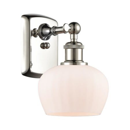 A large image of the Innovations Lighting 516-1W Fenton Polished Nickel / Matte White