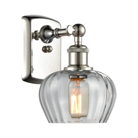 A large image of the Innovations Lighting 516-1W Fenton Polished Nickel / Clear