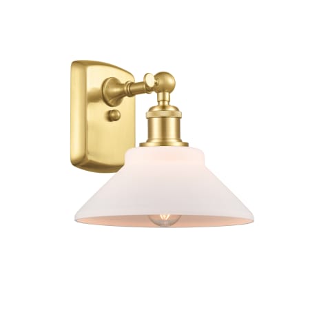 A large image of the Innovations Lighting 516-1W-10-8 Orwell Sconce Satin Gold / Matte White