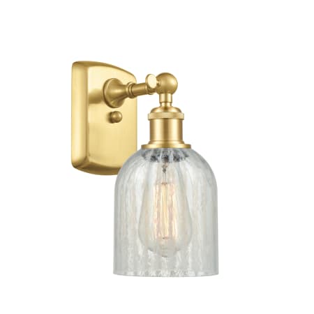 A large image of the Innovations Lighting 516-1W-12-5 Caledonia Sconce Satin Gold / Mouchette