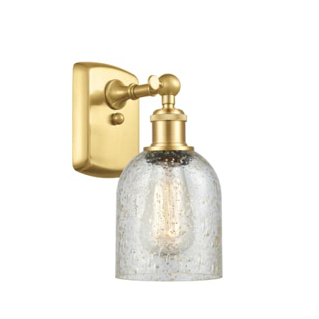 A large image of the Innovations Lighting 516-1W-12-5 Caledonia Sconce Satin Gold / Mica