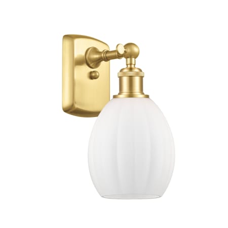 A large image of the Innovations Lighting 516-1W-12-6 Eaton Sconce Satin Gold / Matte White