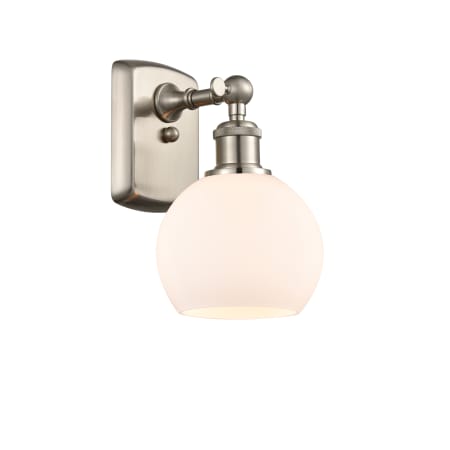 A large image of the Innovations Lighting 516-1W-9-6 Athens Sconce Brushed Satin Nickel / Matte White