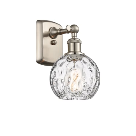 A large image of the Innovations Lighting 516-1W-11-6 Athens Sconce Brushed Satin Nickel / Clear Water Glass