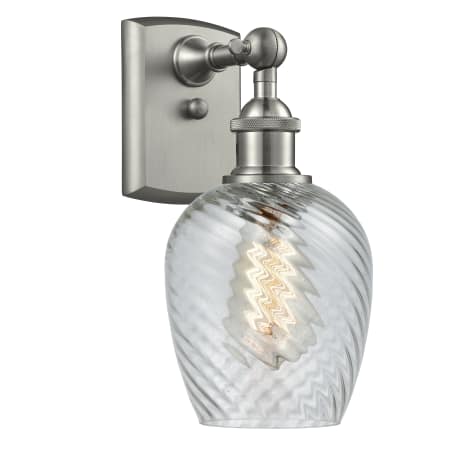 A large image of the Innovations Lighting 516-1W Salina Brushed Satin Nickel / Clear Fluted