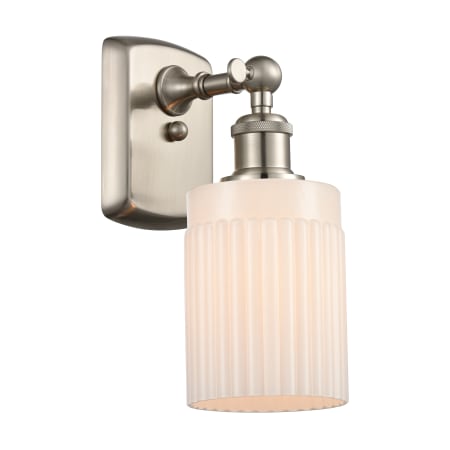 A large image of the Innovations Lighting 516-1W Hadley Brushed Satin Nickel / Matte White