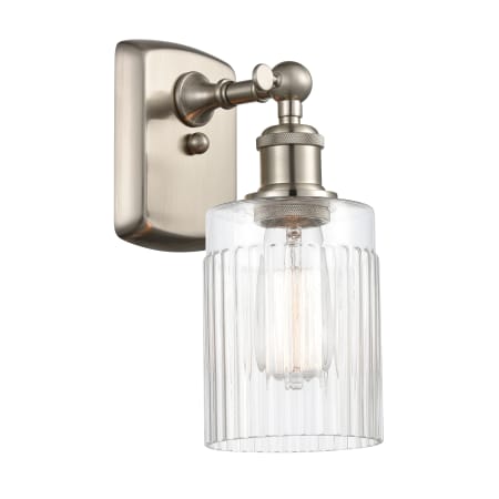 A large image of the Innovations Lighting 516-1W Hadley Brushed Satin Nickel / Clear