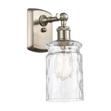 A large image of the Innovations Lighting 516-1W Candor Brushed Satin Nickel / Clear Waterglass