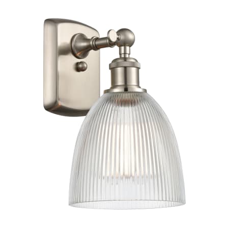 A large image of the Innovations Lighting 516-1W Castile Brushed Satin Nickel / Clear