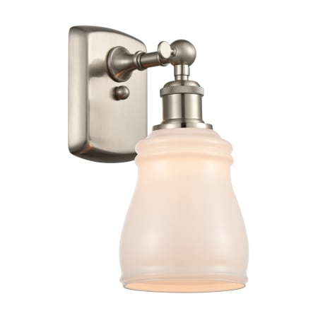 A large image of the Innovations Lighting 516-1W Ellery Brushed Satin Nickel / White