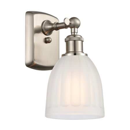 A large image of the Innovations Lighting 516-1W Brookfield Brushed Satin Nickel / White
